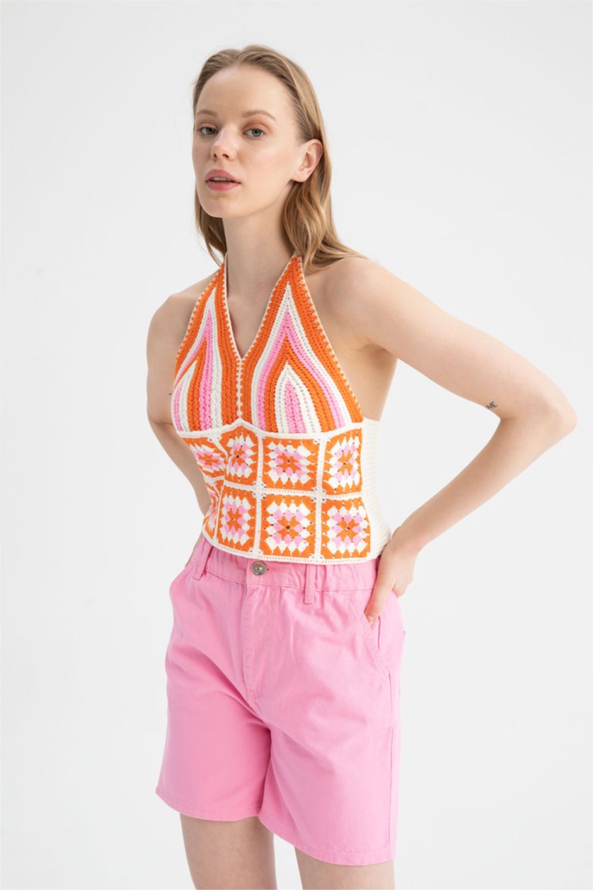 WOMAN Ecru Fitted V Neck Sleeveless Camisole Vest