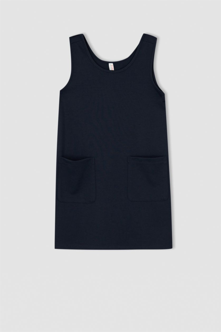 Kız Çocuk - Genç Kız Lacivert Kız Çocuk Lacivert Kolsuz Jile Okul Elbisesi