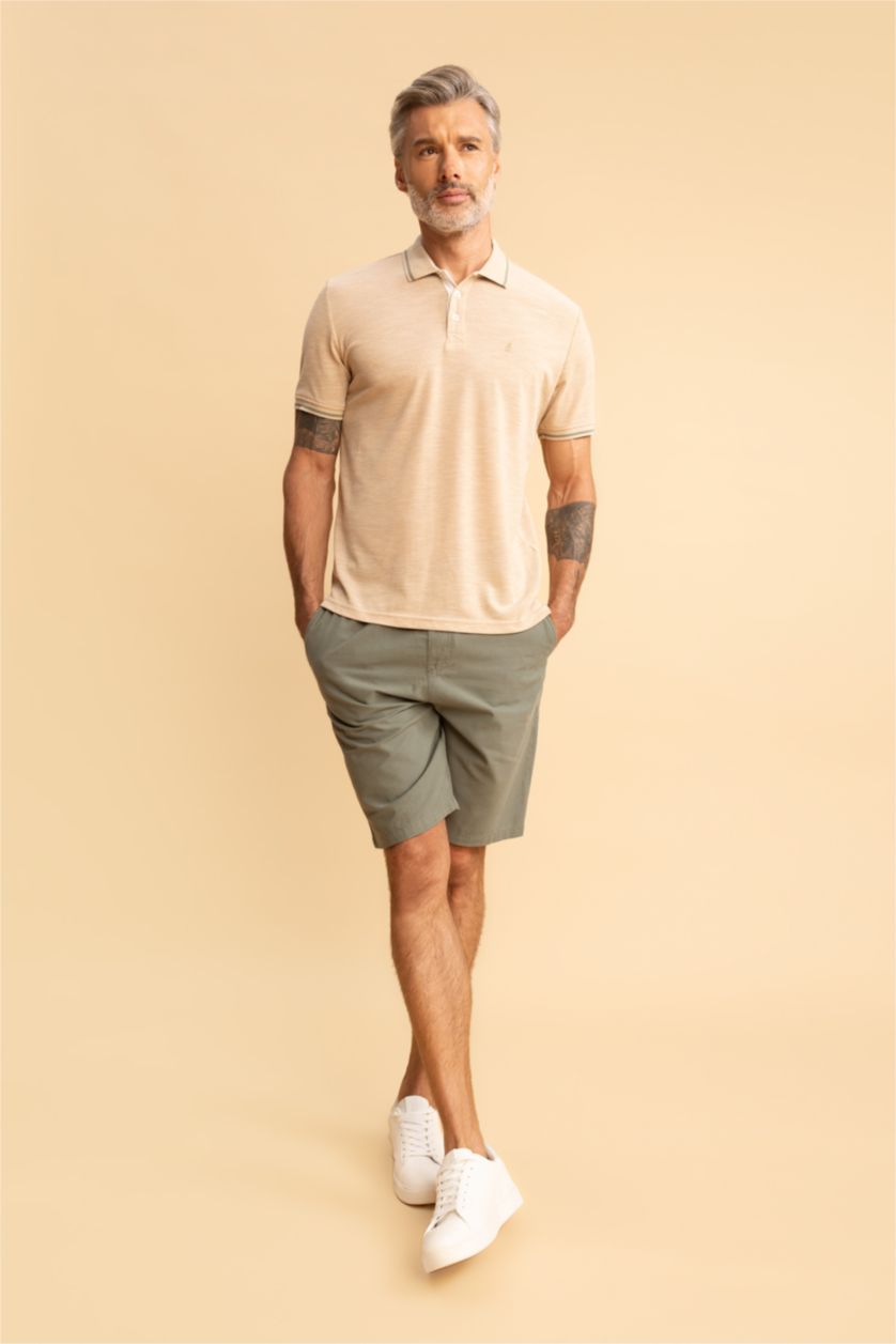 MAN Beige Regular Fit Polo Collar Pique Polo T-Shirt