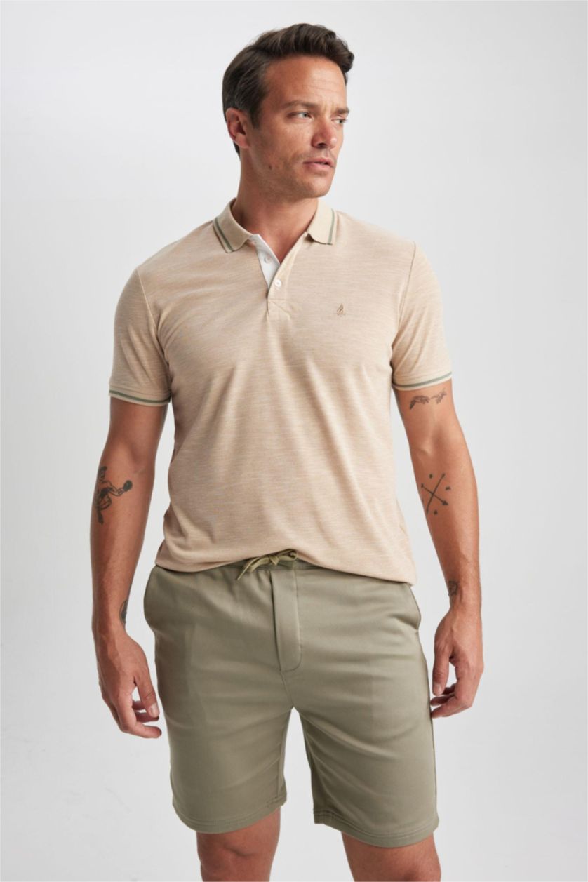 MAN Beige Regular Fit Polo Collar Pique Polo T-Shirt