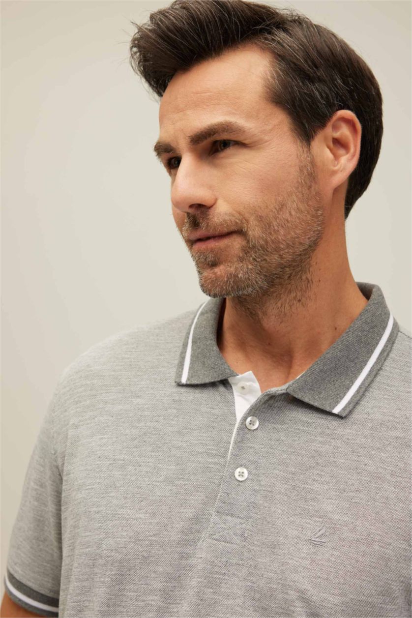 MAN Grey Elder Relax Fit Polo Neck Short Sleeve T-Shirt