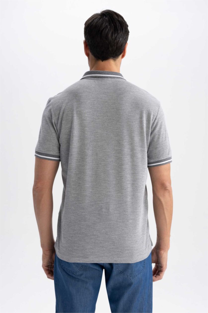 MAN Grey Elder Relax Fit Polo Neck Short Sleeve T-Shirt