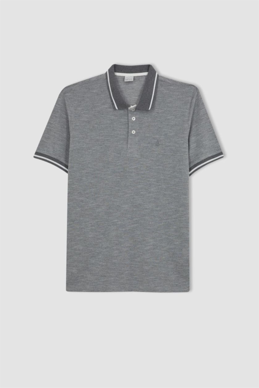 MAN Grey Elder Relax Fit Polo Neck Short Sleeve T-Shirt