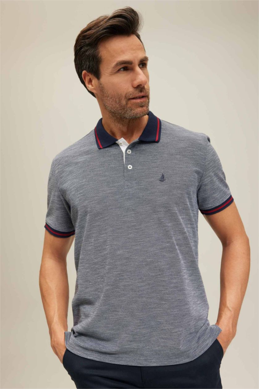 MAN NAVY Regular Fit Pique Short Sleeve Polo T-Shirt