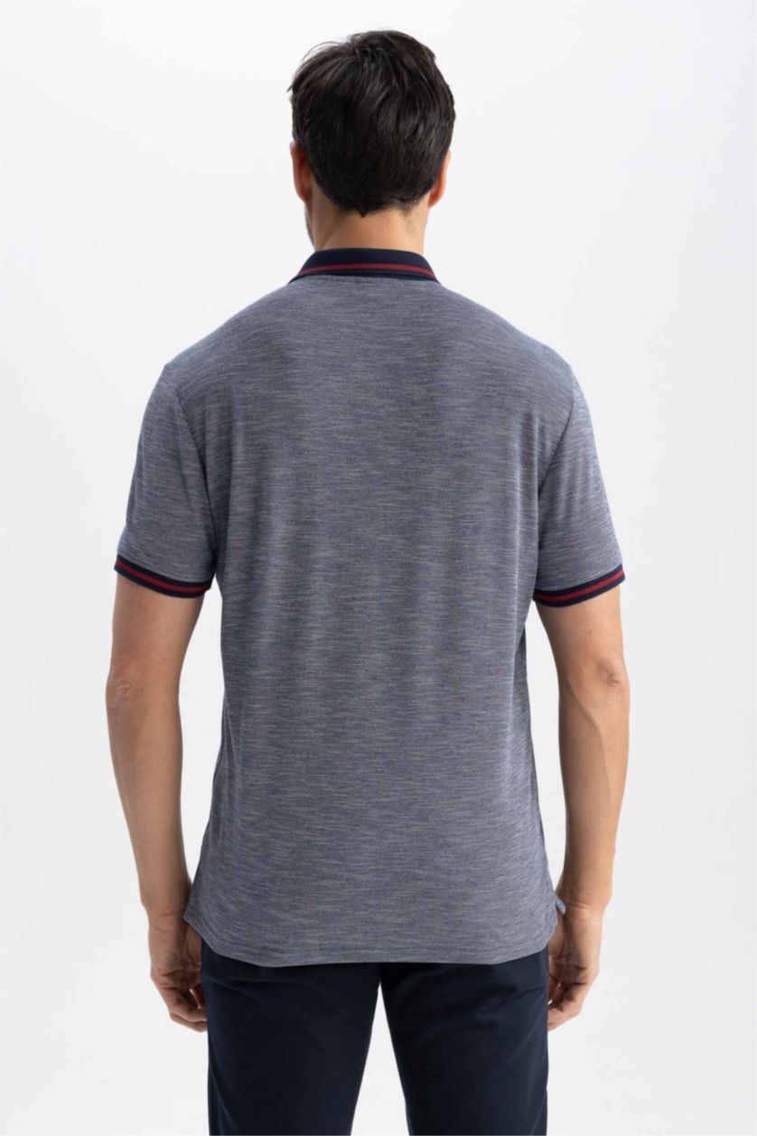 MAN NAVY Regular Fit Pique Short Sleeve Polo T-Shirt