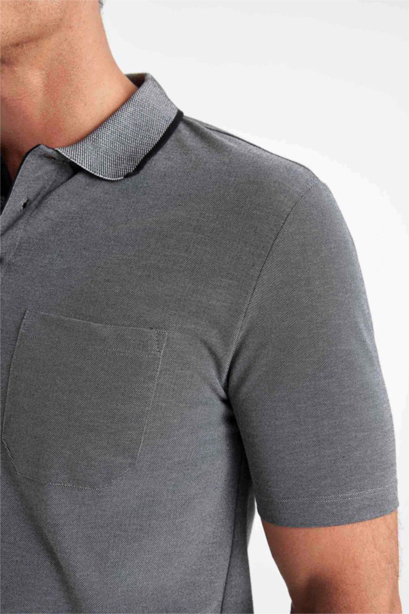 HOMME Noir T-Shirt Polo basique à Manches Courtes Coupe régulière