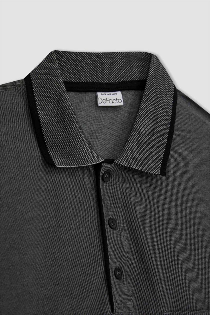 HOMME Noir T-Shirt Polo basique à Manches Courtes Coupe régulière