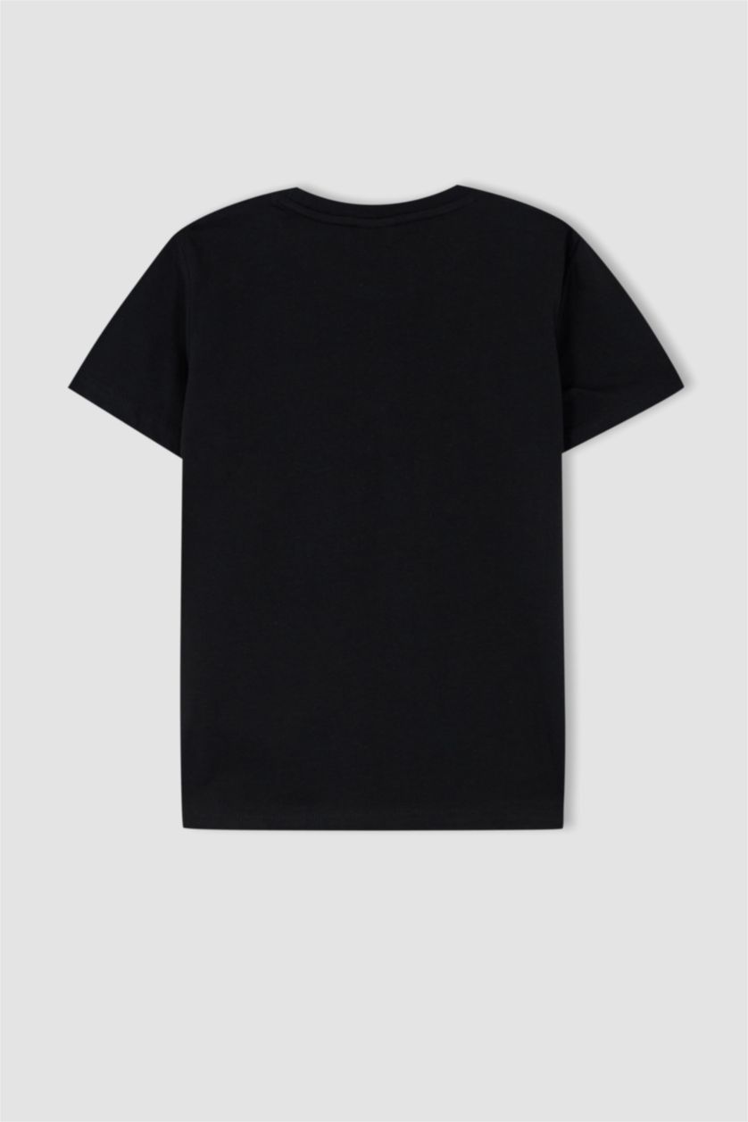 أولادي أسود طقم بيجاما شورت قطن بأكمام قصيرة مطبوع بقصة عادية للأولاد