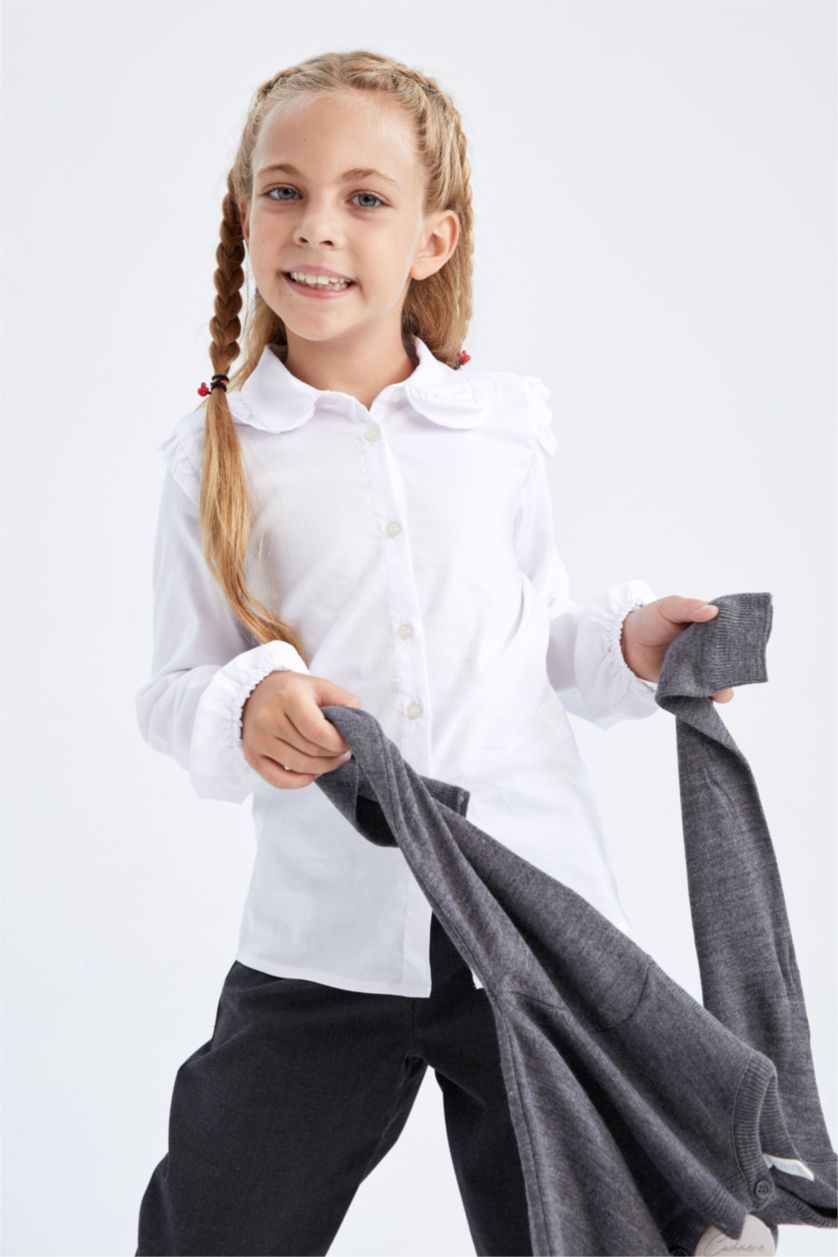 FILLES Blanc Chemises à manches longues Embellissement À volants Fille