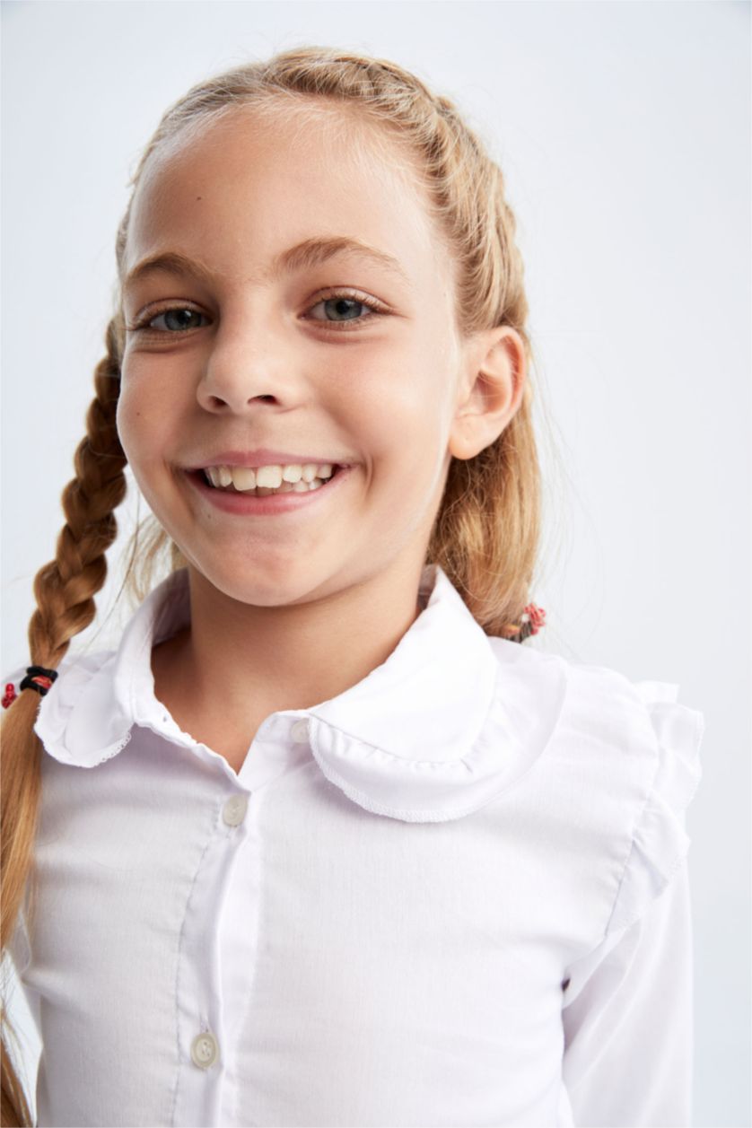 FILLES Blanc Chemises à manches longues Embellissement À volants Fille