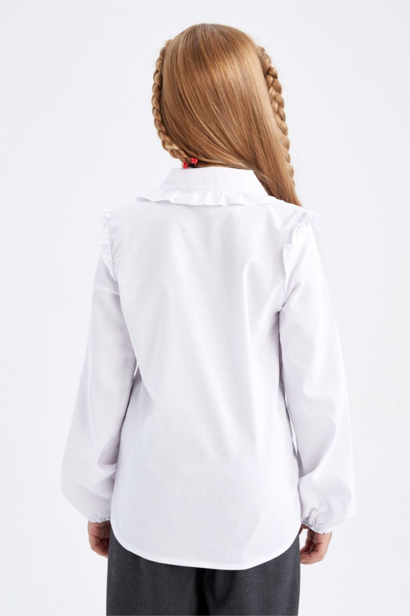 FILLES Blanc Chemises à manches longues Embellissement À volants Fille