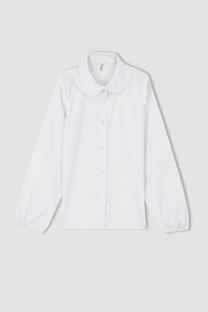 FILLES Blanc Chemises à manches longues Embellissement À volants Fille