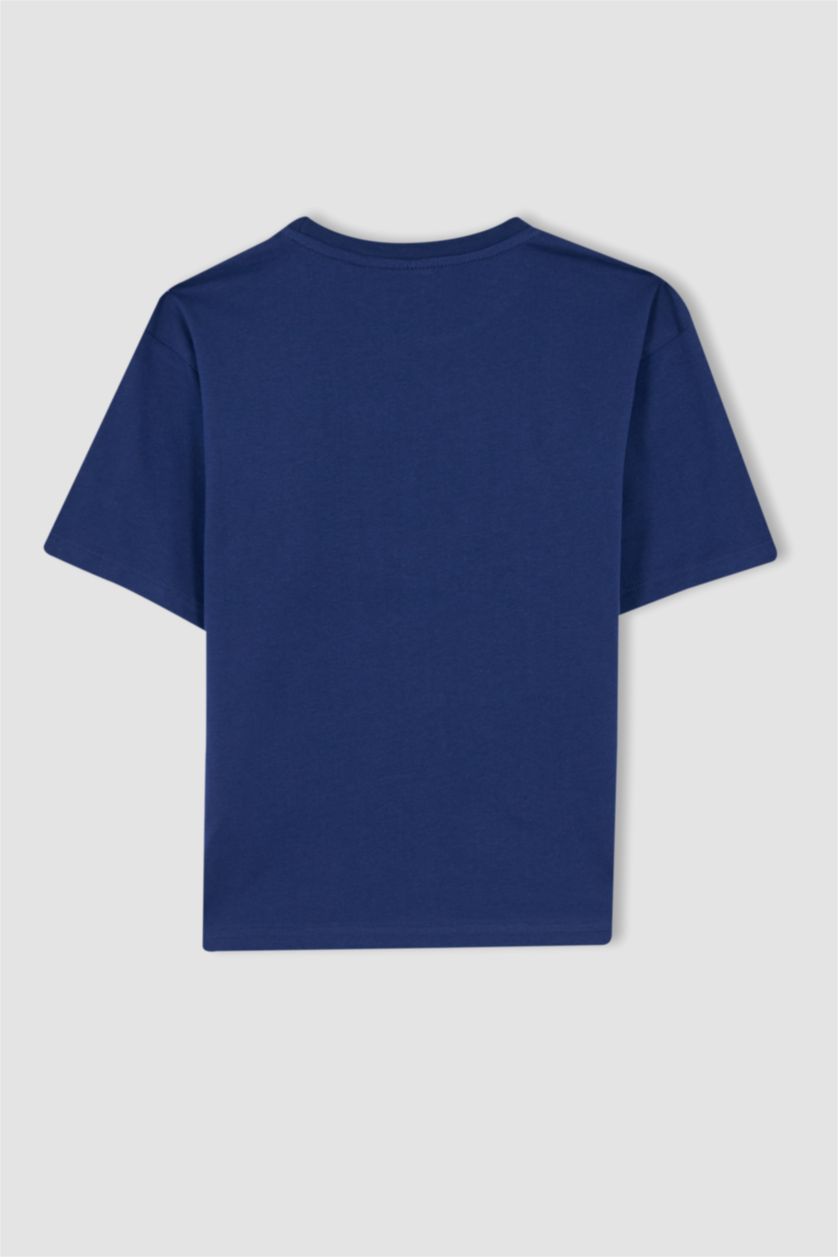 Erkek Çocuk - Genç Erkek Lacivert Erkek Çocuk Batman Oversize Fit Bisiklet Yaka Kısa Kollu Tişört