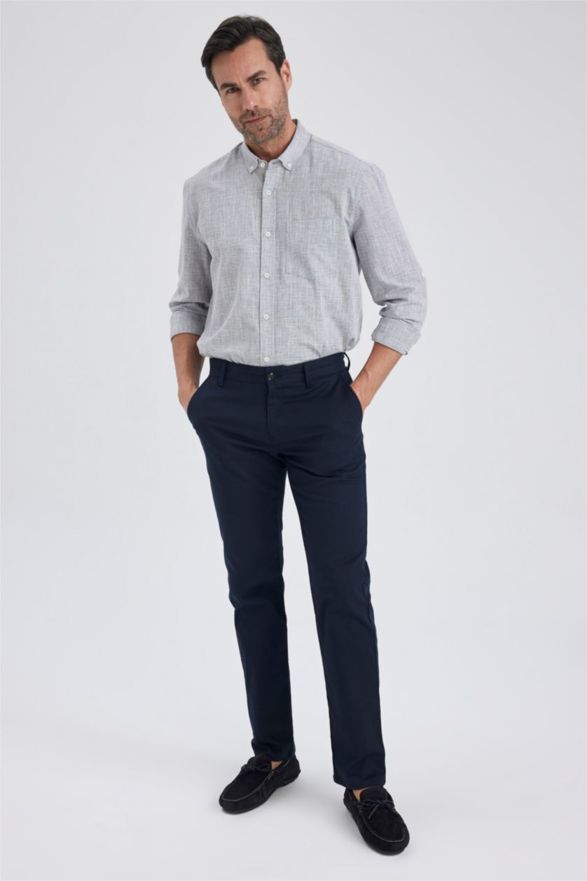 Ерлер Антрацит жейде мойыны Ұзын жеңді көйлек