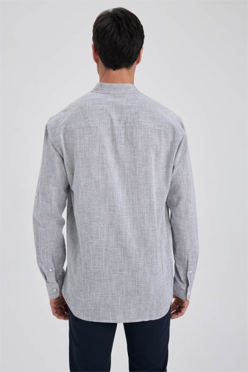 Ерлер Антрацит жейде мойыны Ұзын жеңді көйлек