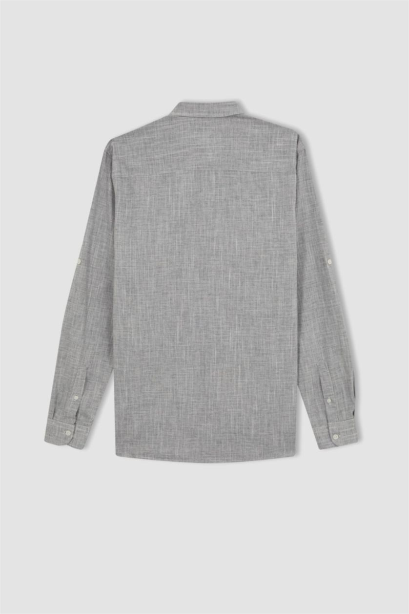 Ерлер Антрацит жейде мойыны Ұзын жеңді көйлек