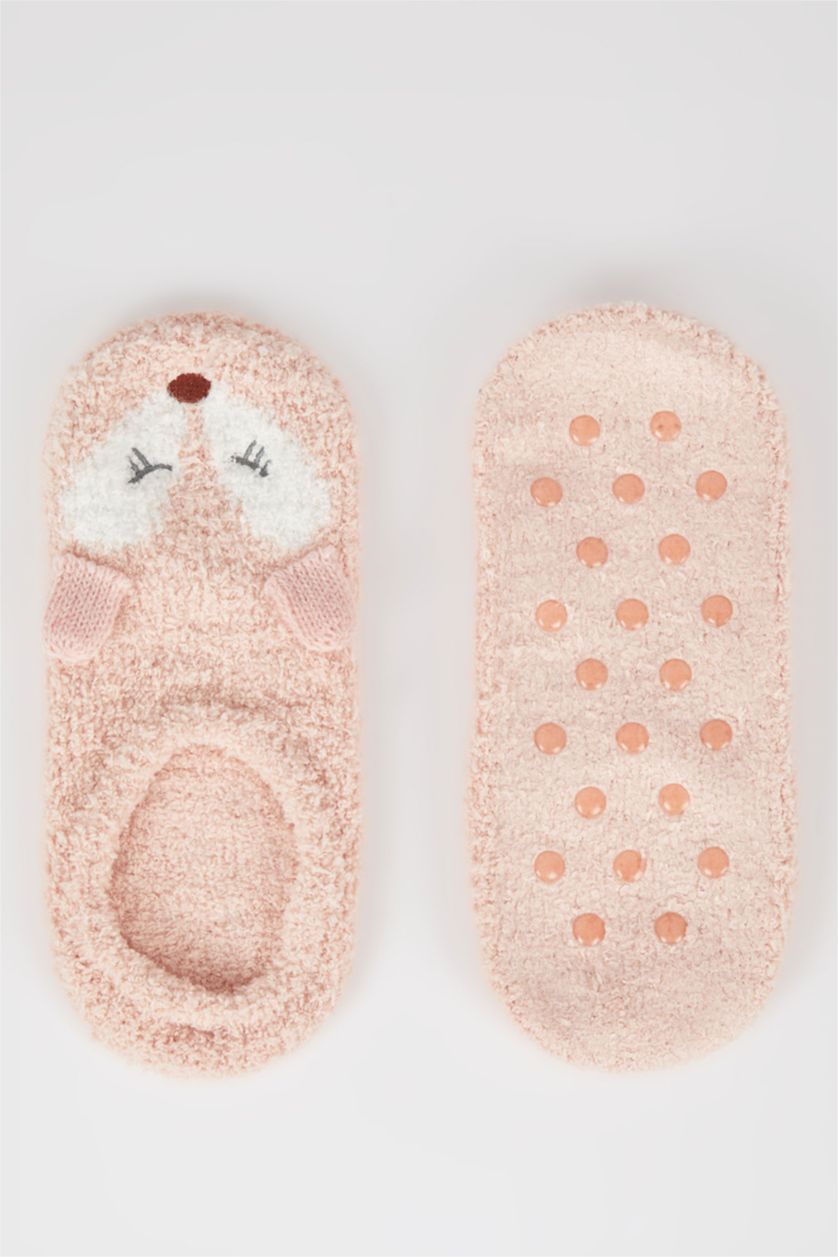 WOMAN Pink Plush Home Socks