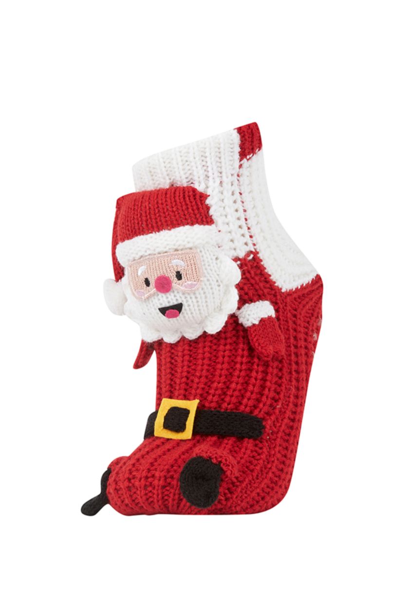 Kadın Kırmızı Kadın Akrilik Triko Ev Çorabı