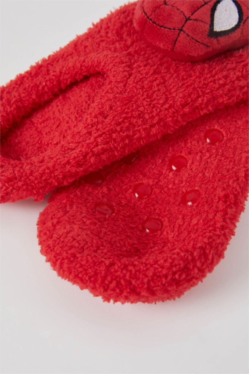 Erkek Çocuk - Genç Erkek Kırmızı Erkek Çocuk Marvel Spiderman Pamuklu Ev Çorabı