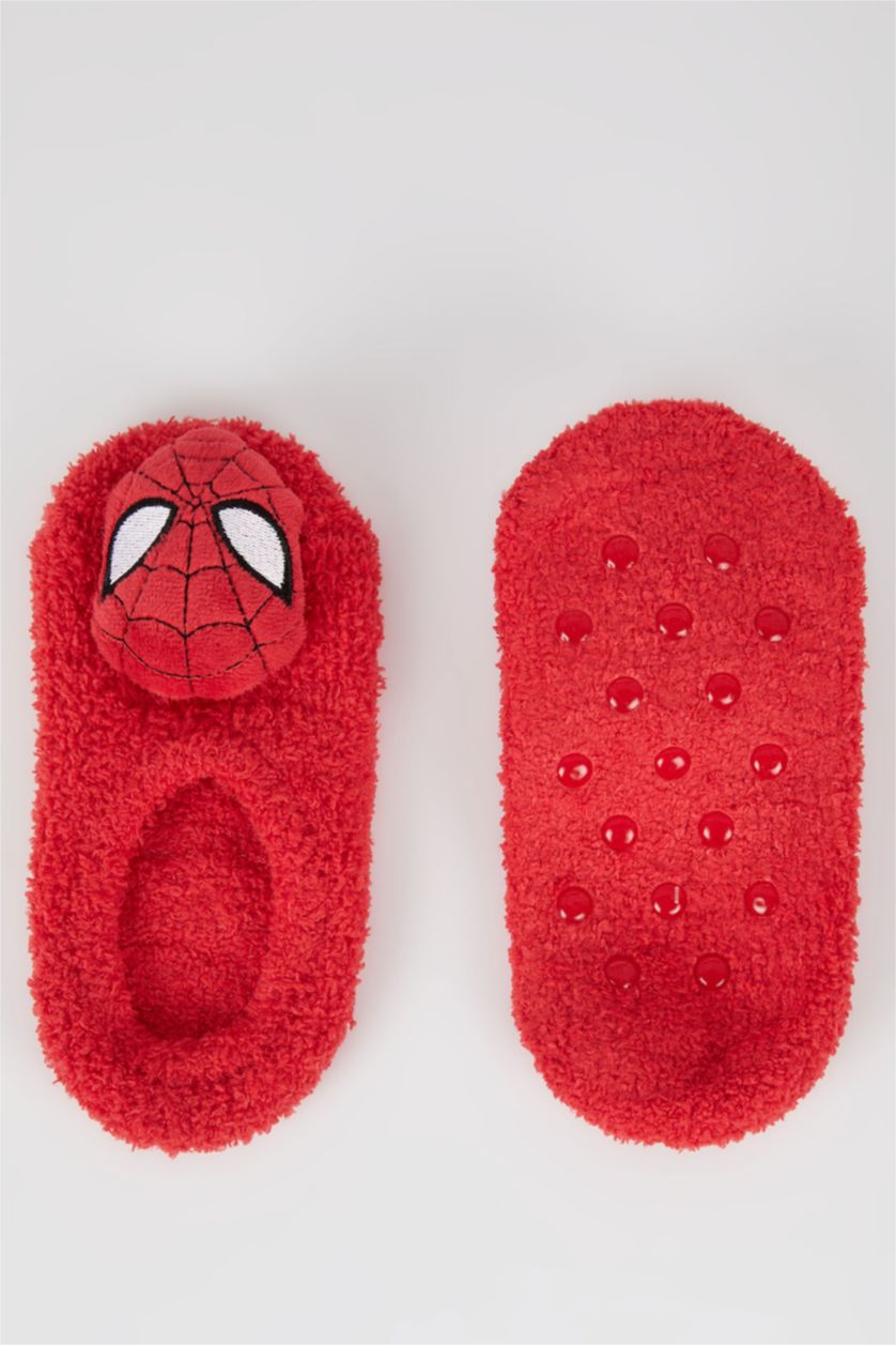 Erkek Çocuk - Genç Erkek Kırmızı Erkek Çocuk Marvel Spiderman Pamuklu Ev Çorabı