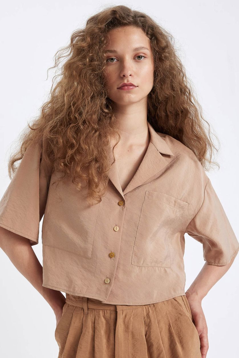 WOMAN Vison Oversize Fit Pajama Collar Modal Shirt