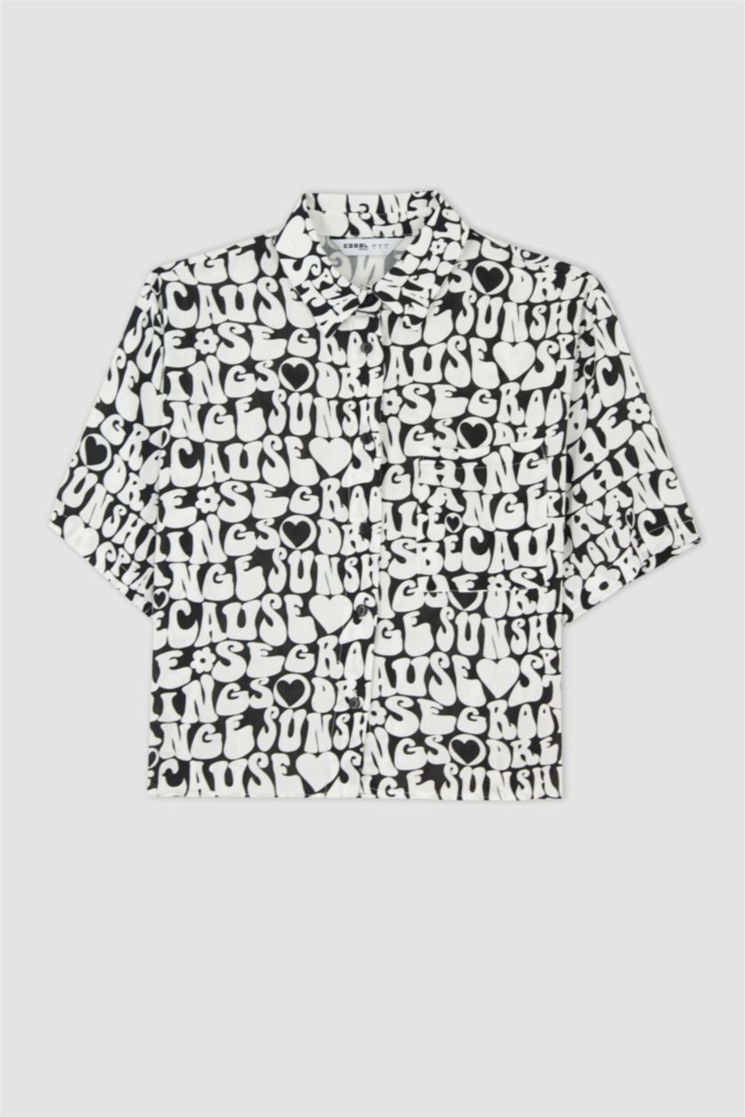 WOMAN Black Relax Fit Patterned Viscose Shirt