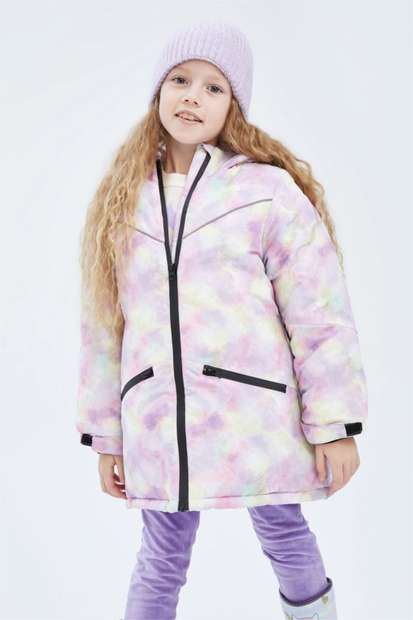 Девочки и подростки Светло-сиреневый Куртка стандартного кроя с мехом для девочек