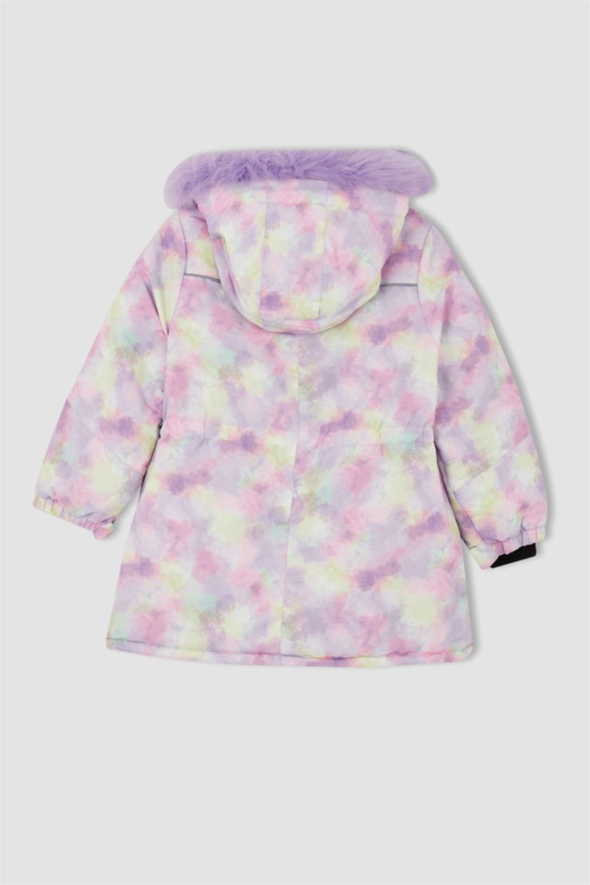Девочки и подростки Светло-сиреневый Куртка стандартного кроя с мехом для девочек