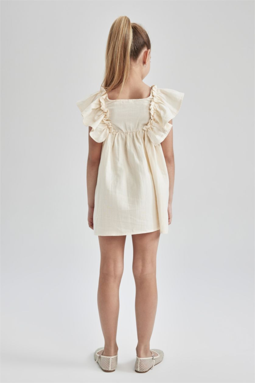 GIRLS & TEENS Sand Girl Carmen Collar Short Sleeve Cotton Dress