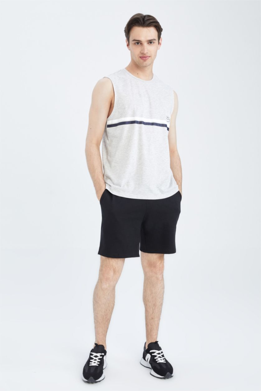 رجالي O.GRAY MELANGE اندر شيرت قطني بقصة عادية بياقة مستديرة