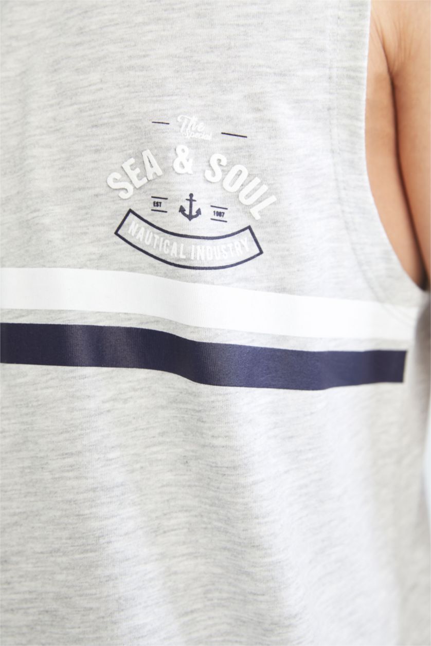 رجالي O.GRAY MELANGE اندر شيرت قطني بقصة عادية بياقة مستديرة