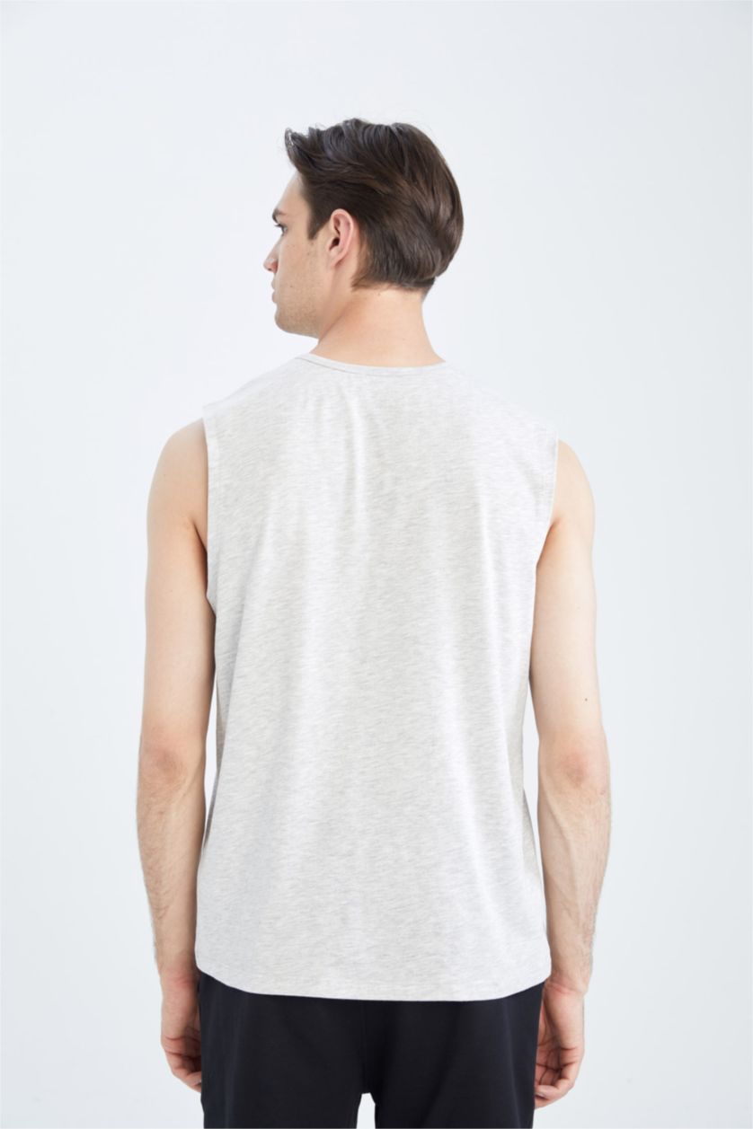 رجالي O.GRAY MELANGE اندر شيرت قطني بقصة عادية بياقة مستديرة