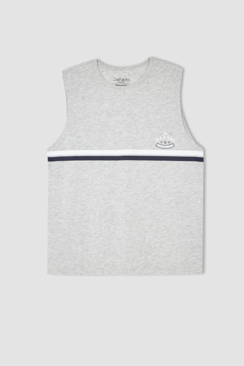 رجالي O.GRAY MELANGE اندر شيرت قطني بقصة عادية بياقة مستديرة