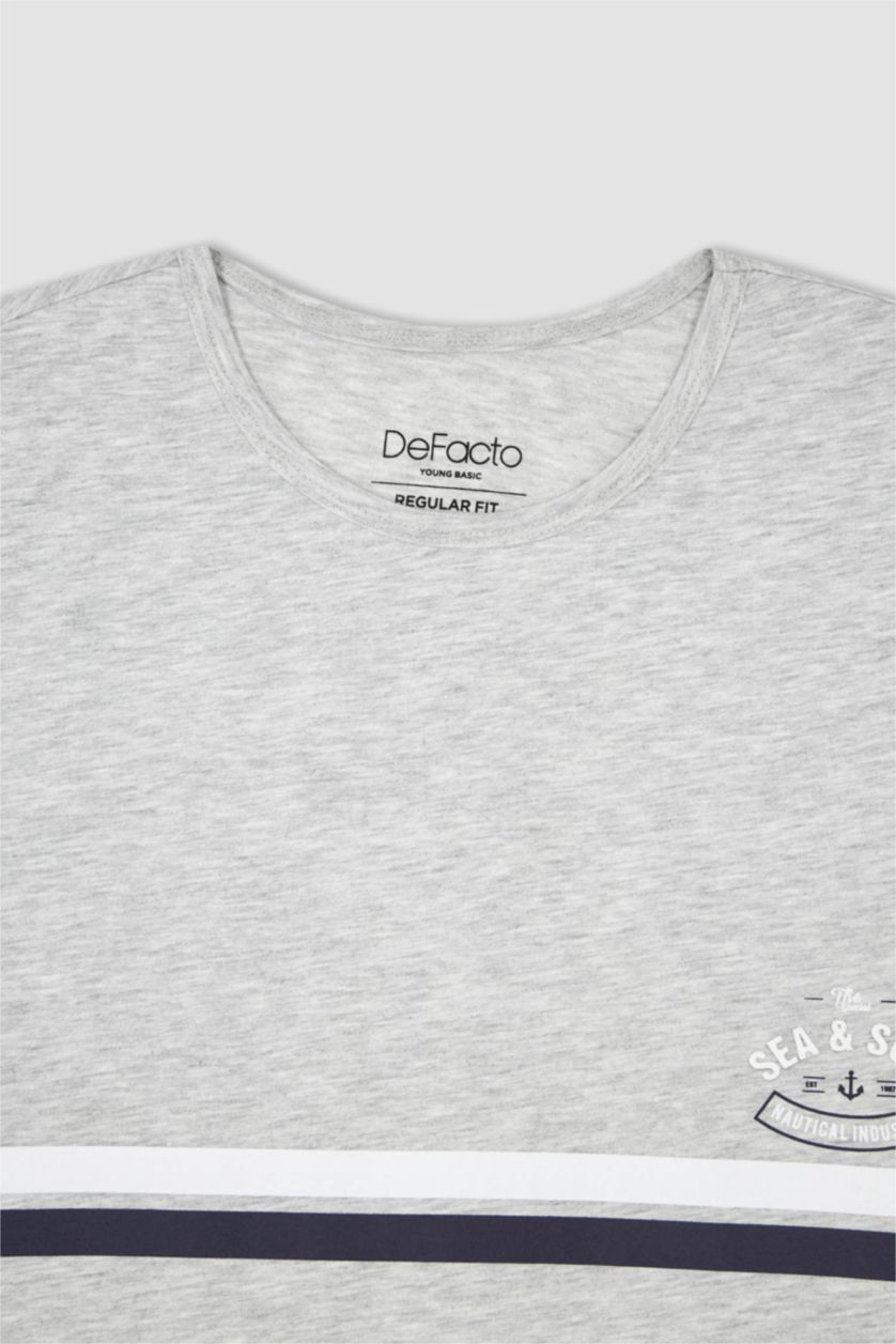 رجالي O.GRAY MELANGE اندر شيرت قطني بقصة عادية بياقة مستديرة