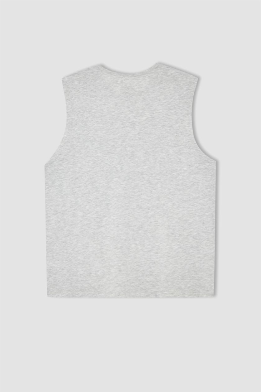 رجالي O.GRAY MELANGE اندر شيرت قطني بقصة عادية بياقة مستديرة