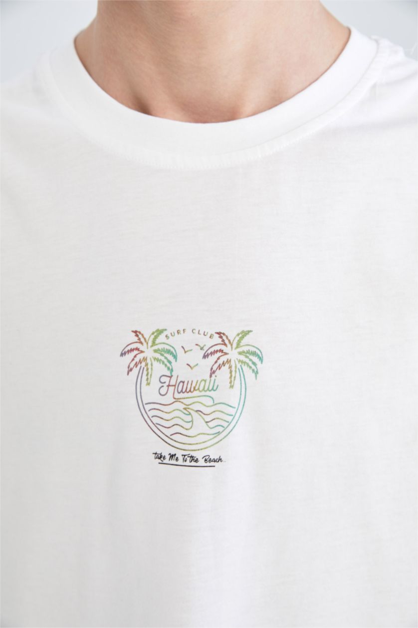 MAN White Boxy Fit Sleeveless Tropical Print Vest