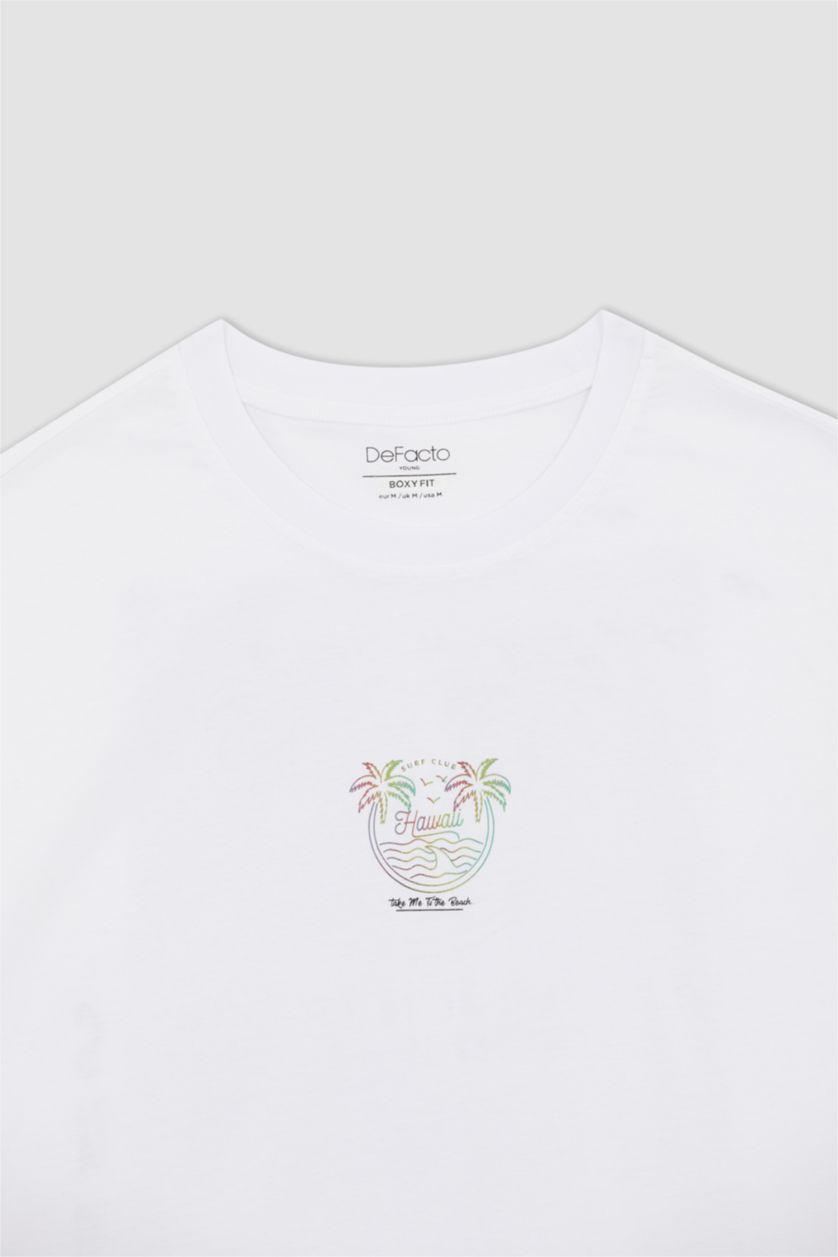 MAN White Boxy Fit Sleeveless Tropical Print Vest