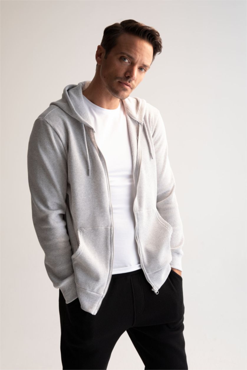 Erkek Açık Gri Melange Regular Fıt