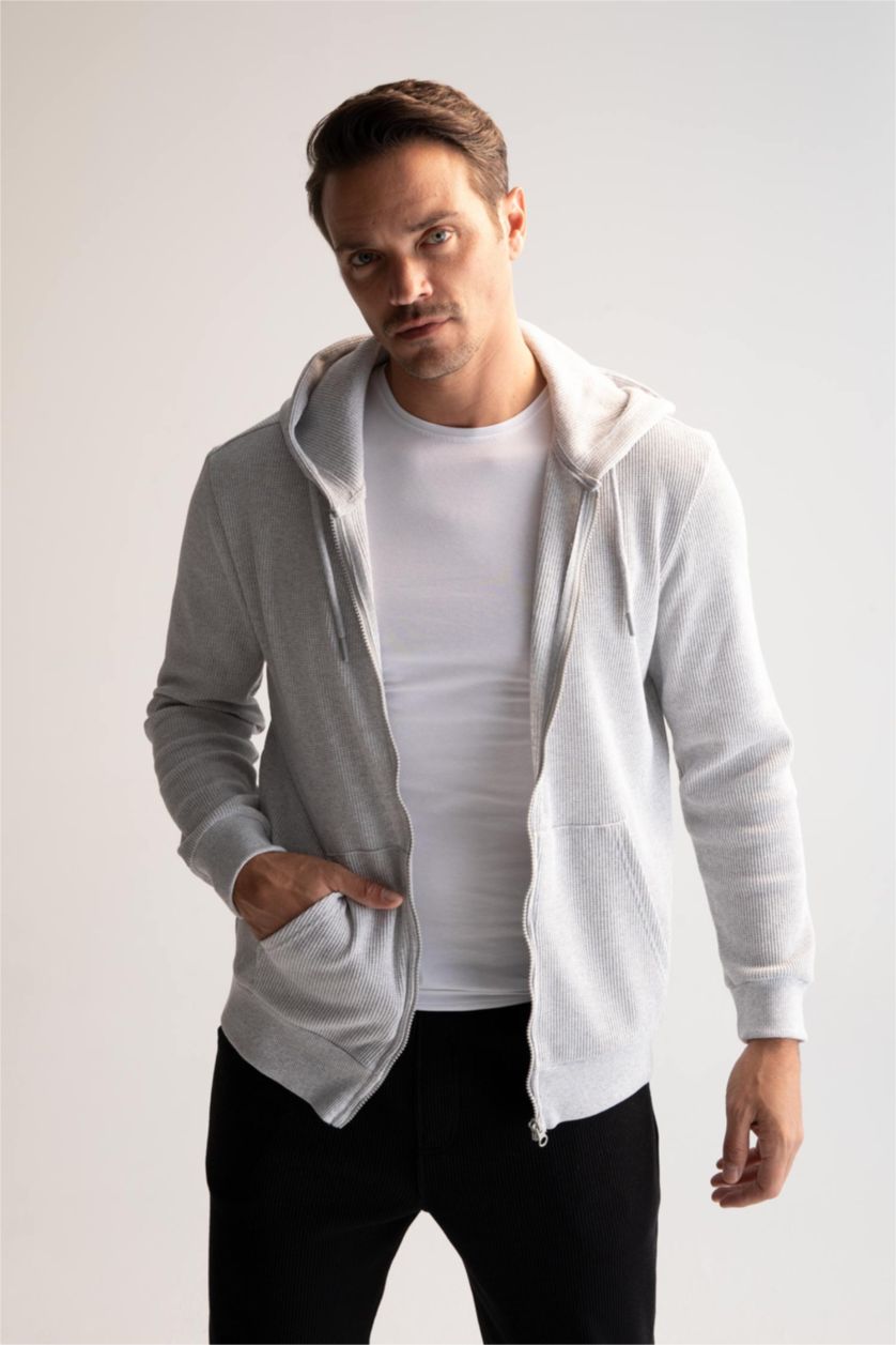 Erkek Açık Gri Melange Regular Fıt