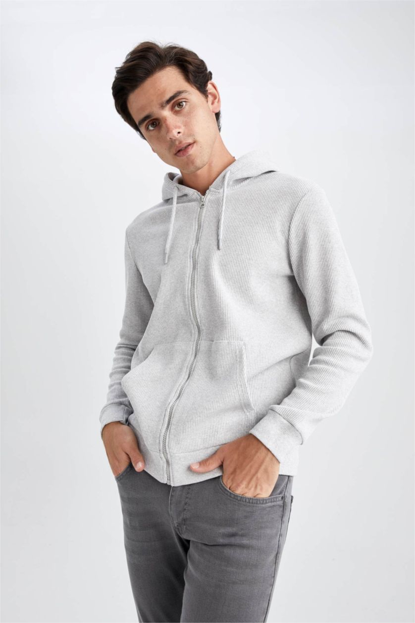 Erkek Açık Gri Melange Regular Fıt