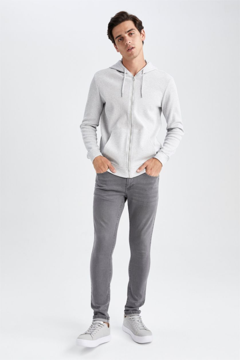 Erkek Açık Gri Melange Regular Fıt