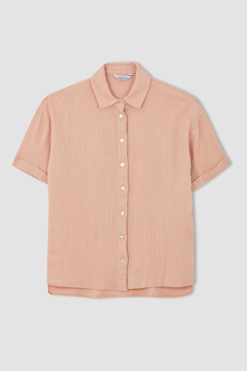 FEMME Rose Clair Chemise Oversize à Manches Courtes