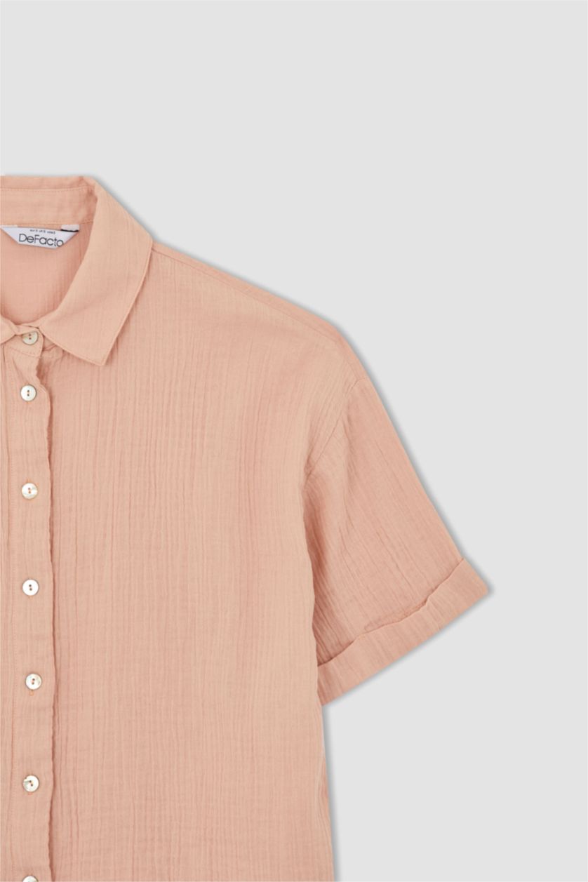 FEMME Rose Clair Chemise Oversize à Manches Courtes