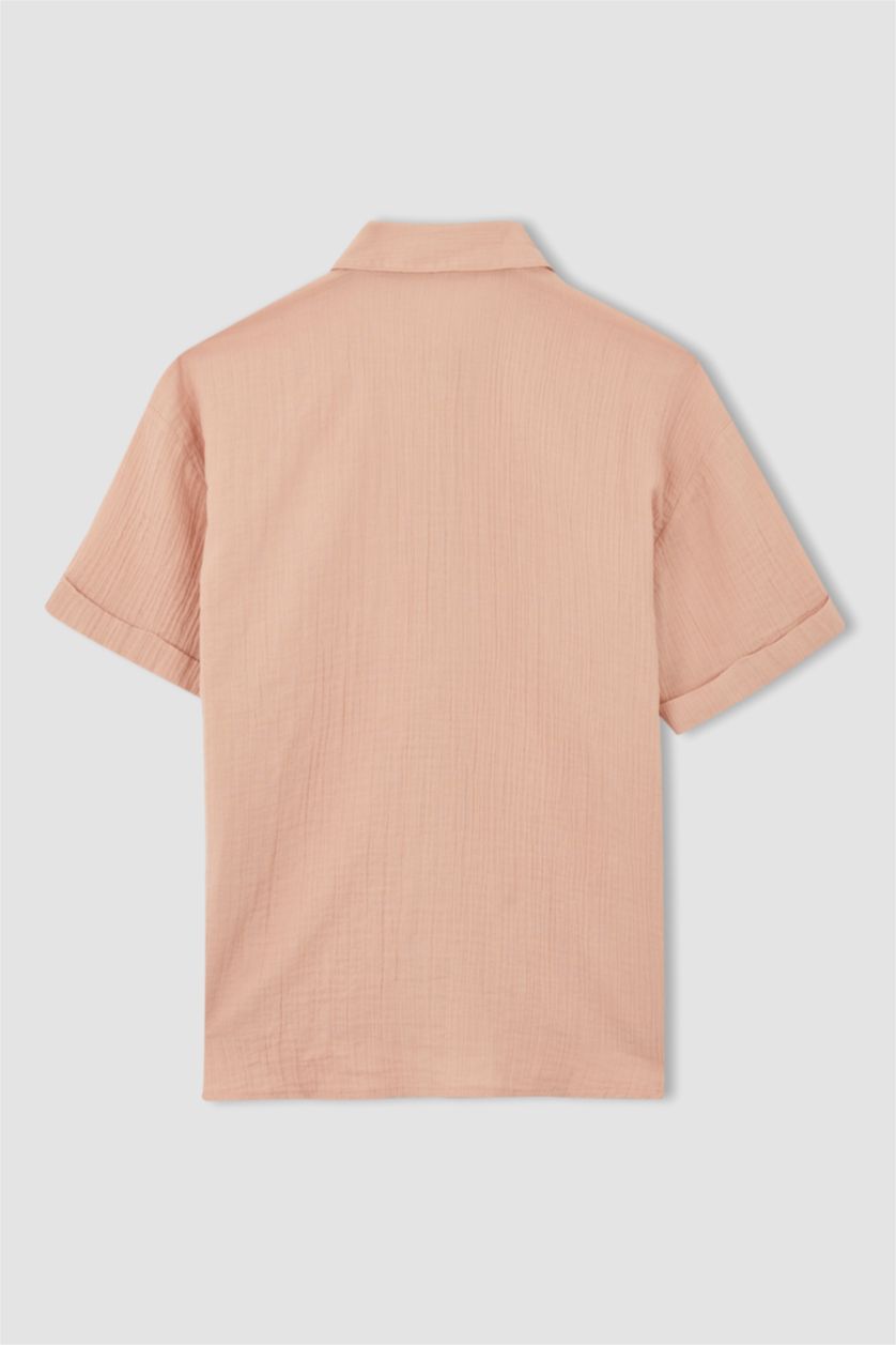 FEMME Rose Clair Chemise Oversize à Manches Courtes