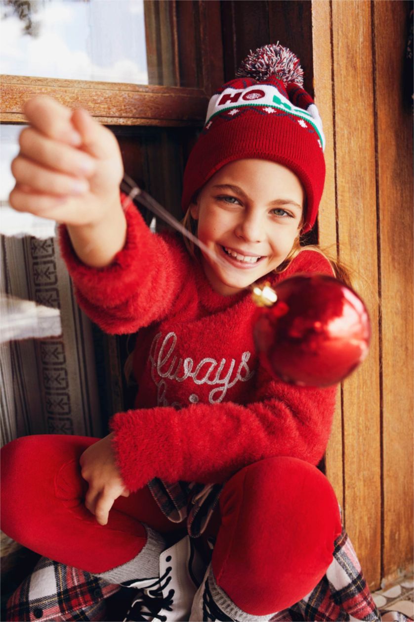 FILLES Rouge Pull Tricot Col rond Fille