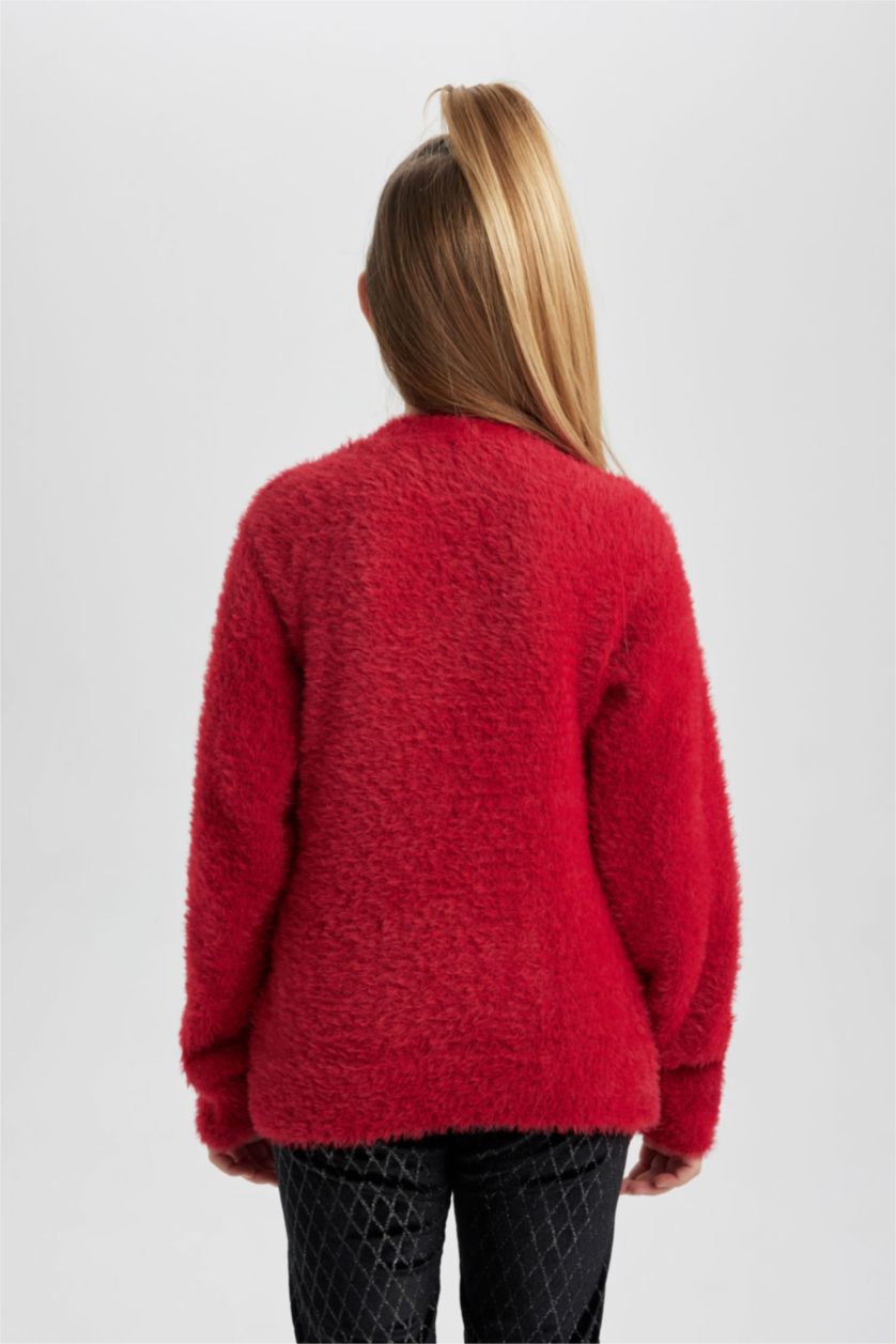 FILLES Rouge Pull Tricot Col rond Fille