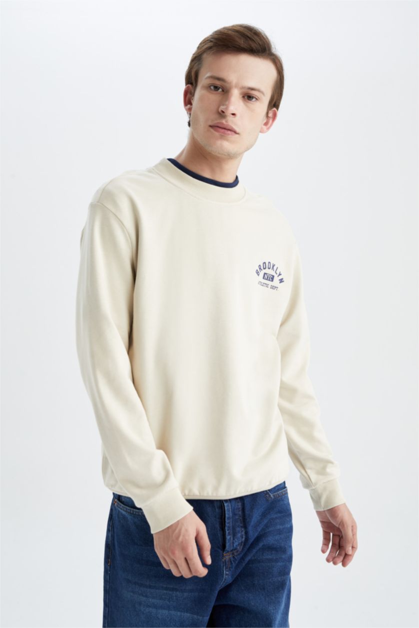HOMME Beige Regular Fit Thin Sweatshirt Fabric Sweatshirt