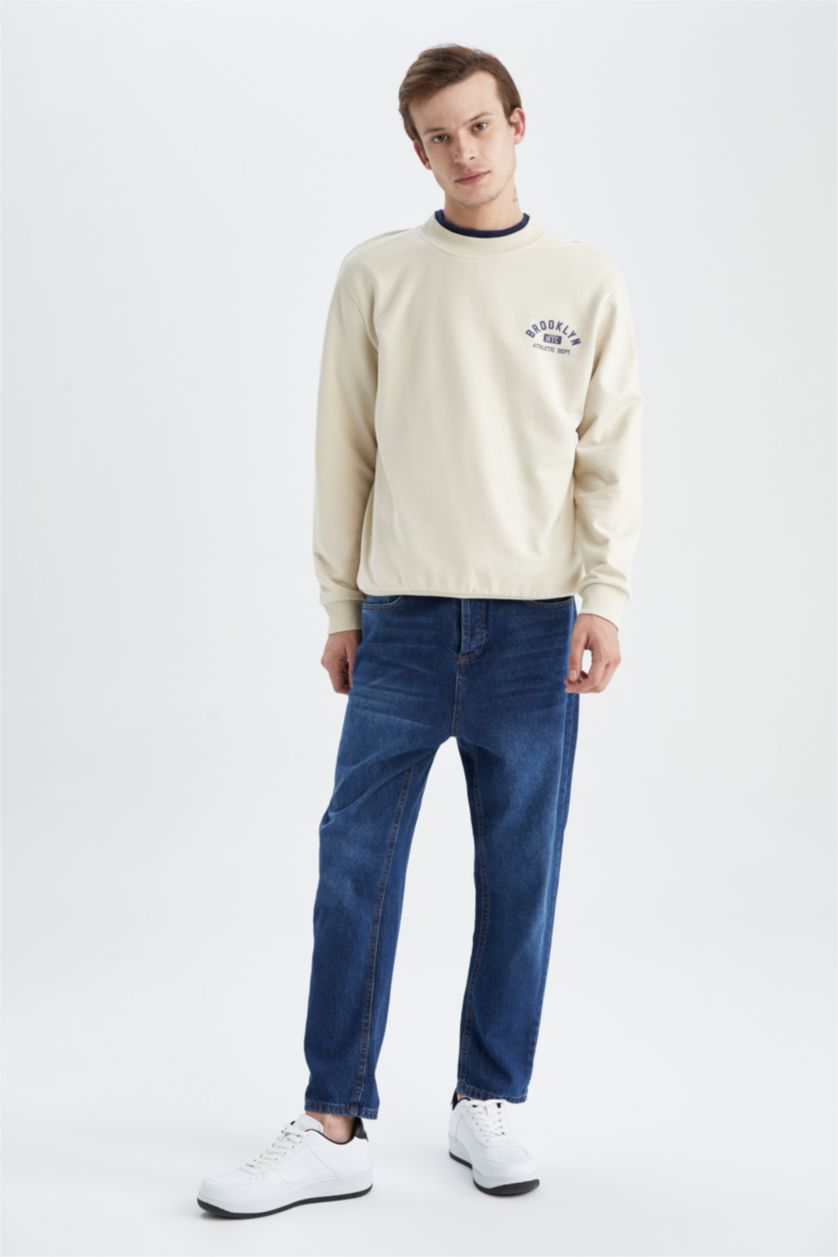 HOMME Beige Regular Fit Thin Sweatshirt Fabric Sweatshirt
