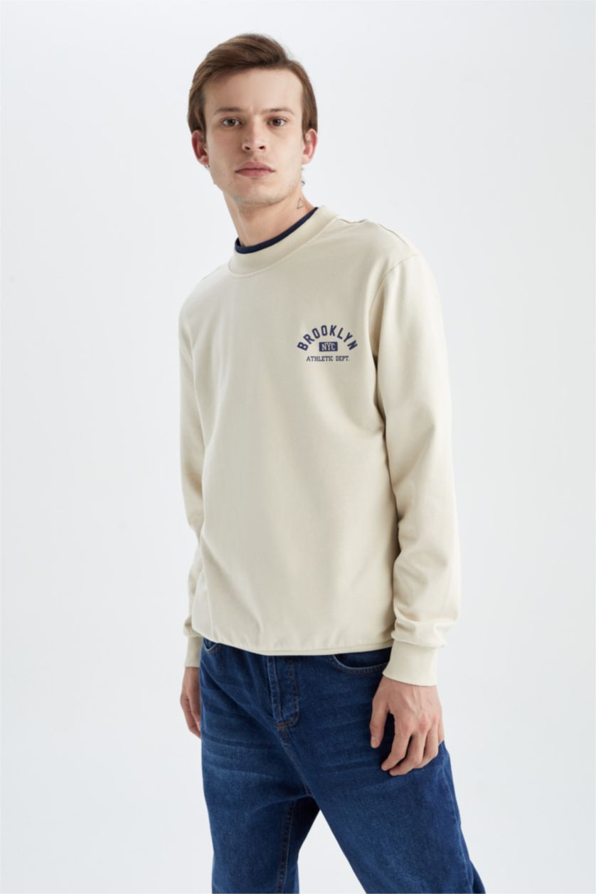 HOMME Beige Regular Fit Thin Sweatshirt Fabric Sweatshirt