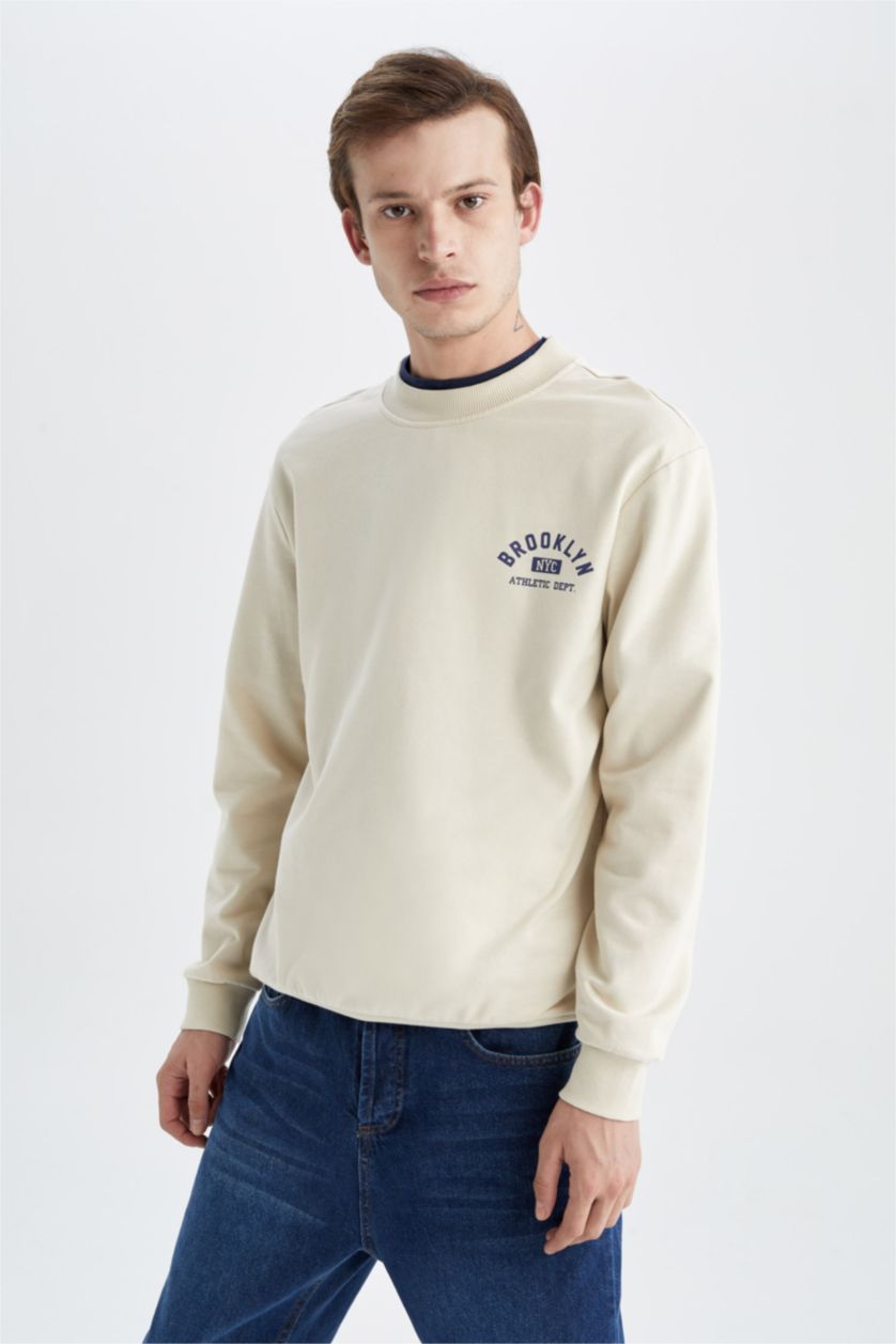HOMME Beige Regular Fit Thin Sweatshirt Fabric Sweatshirt